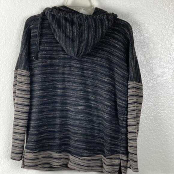 O'Neill black & brown Zippered Hooded Striped Sweater Sz M - Picture 7 of 8